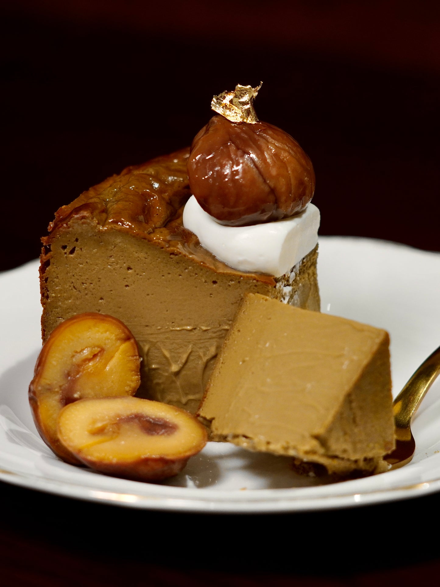 Hojicha Basque Cheesecake Slice